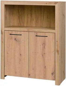 Comodă 2-door JANEZ – 93x38x120 cm – Stejar Artisan / Negru