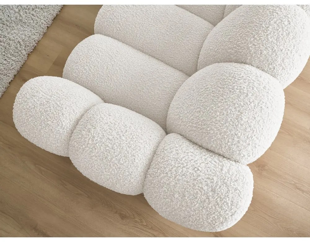 Canapea albă cu tapițerie din țesătură bouclé 232 cm Hippolyte – Bobochic Paris