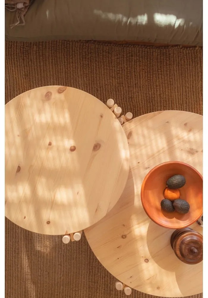 Măsuță de cafea verde rotundă din lemn masiv de pin ø 60 cm Sticks – Karup Design