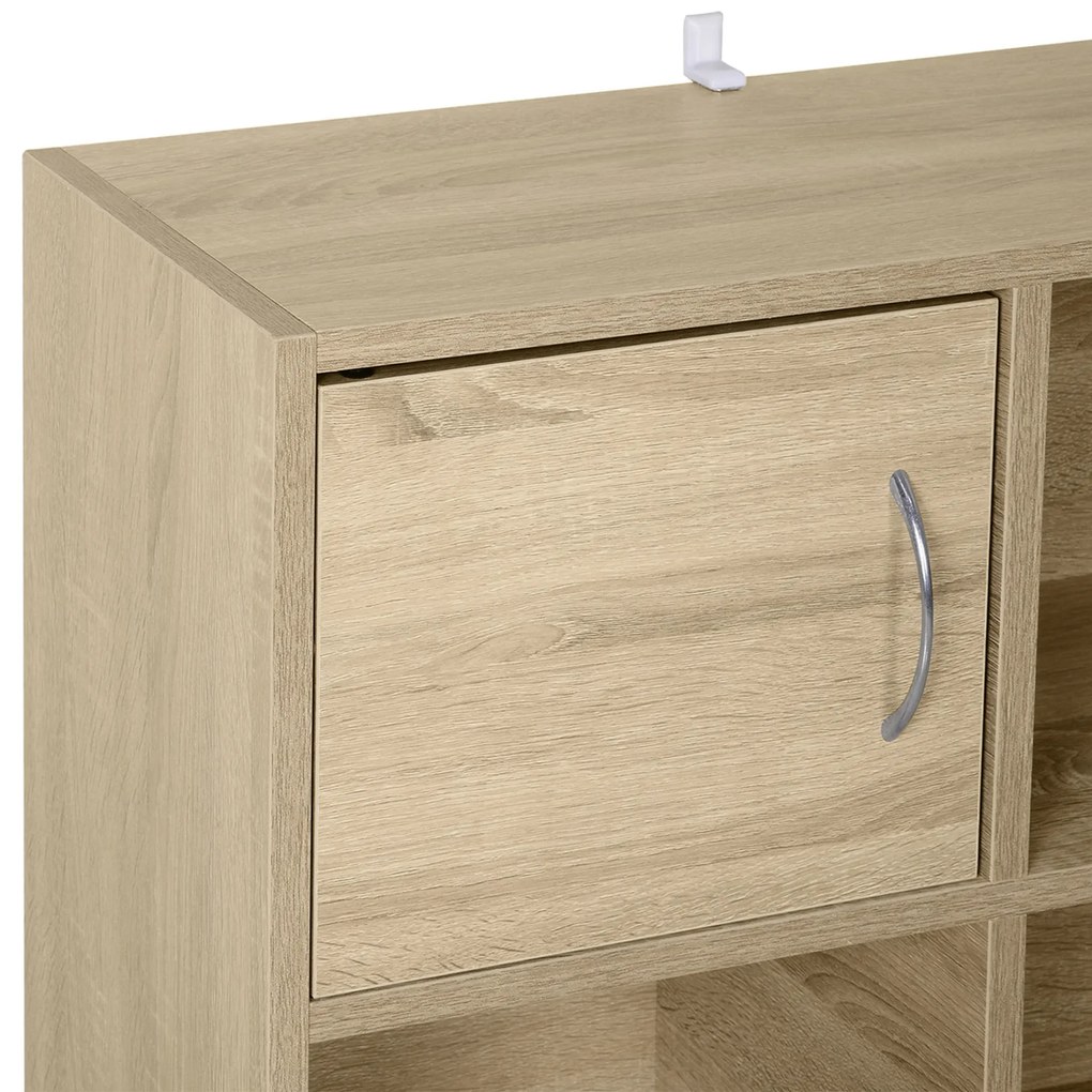 Biblioteca HOMCOM cu 3 Rafturi , 4 Compartimente si 2 Usi Basculante din Lemn Natural 61.5x29.5x80cm | Aosom Romania
