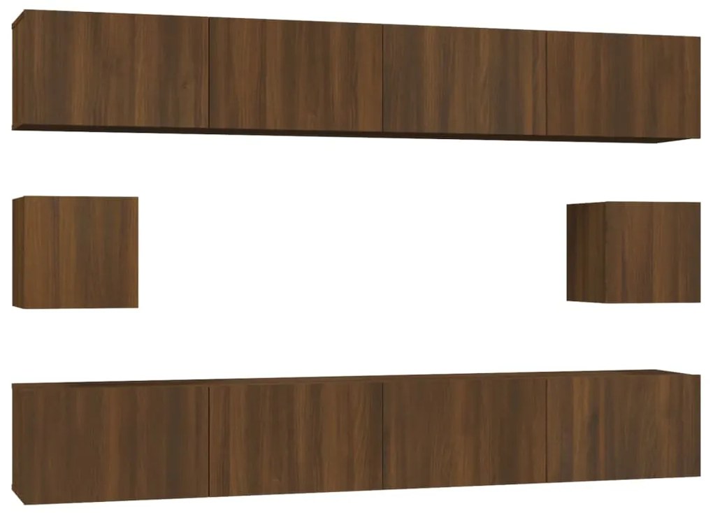 Set dulapuri TV, 6 piese, stejar maro, lemn prelucrat 6, Stejar brun, 100 x 30 x 30 cm