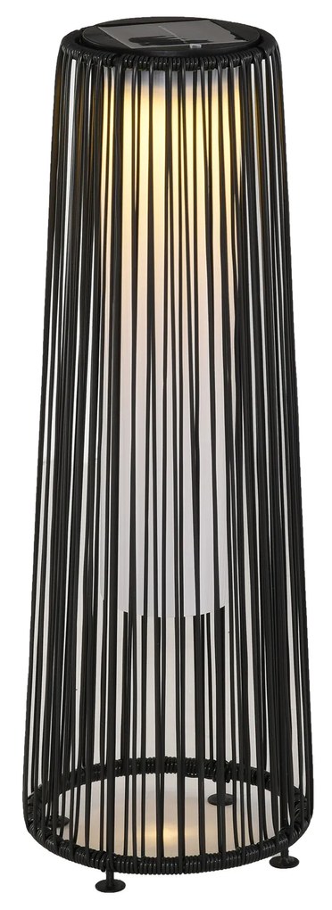 Outsunny Lanternă Solară de Grădină cu Panou de Încărcare, Lampă solară de Exterior din Metal și Ratan, Ø21.5x61 cm, Negru | Aosom Romania