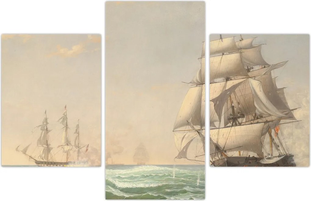 Tablou - Fitz Henry Lane, The United States Frigate President Engaging the British Squadron, reproducere (90x60 cm)