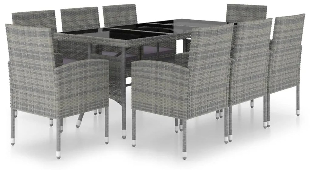 3059427 vidaXL Set mobilier de grădină, 9 piese, antracit & gri, poliratan
