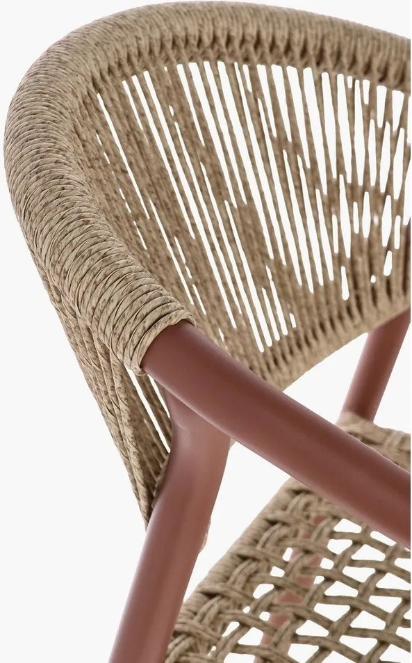 Scaun de grădină roșu/în culoare naturală din metal Canarias – Bizzotto