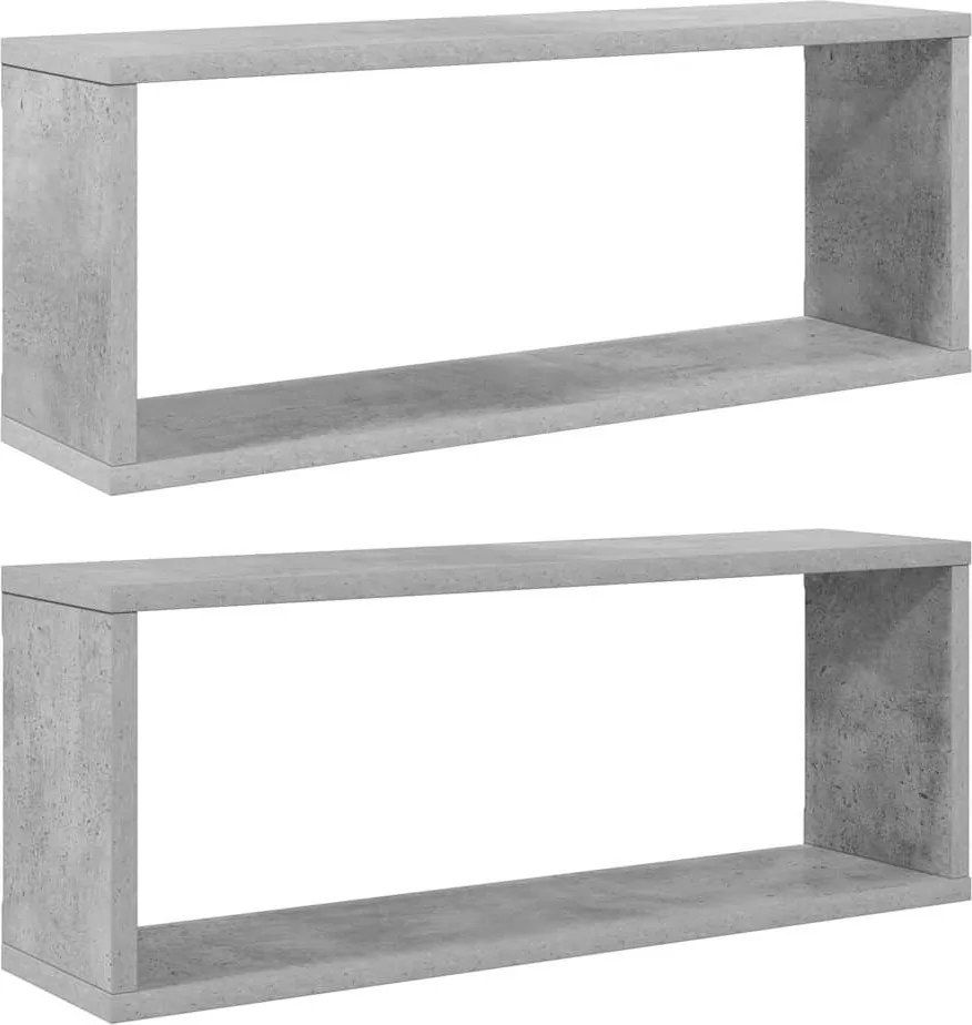 vidaXL Rafturi de perete cub, 2 buc, gri beton, 60x15x23 cm, PAL
