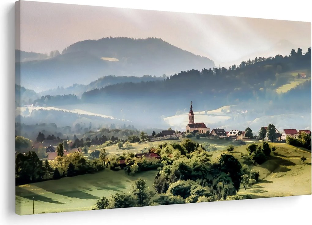 Tablou - sătuț în ceață (90x60 cm)