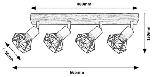 Spot ZEUS 4xE14/40W/230V stejar Rabalux 3140