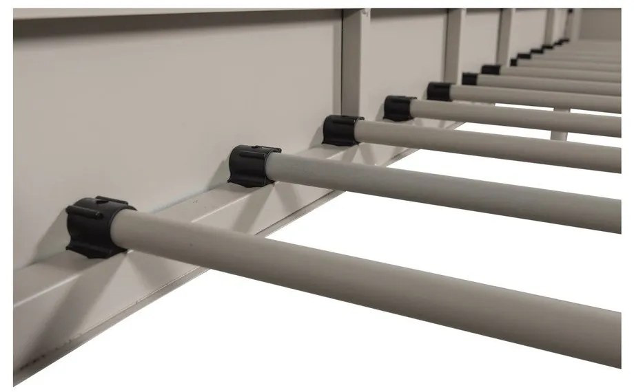 Pat bej din metal cu somieră 90x200 cm Mata – WOOOD