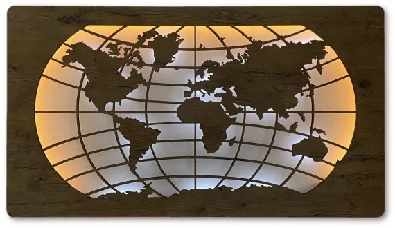 Li-Go 4868/DUB2 - Decorațiune de perete LED, 24W, 230V, 110x60 cm, stejar/harta lumii