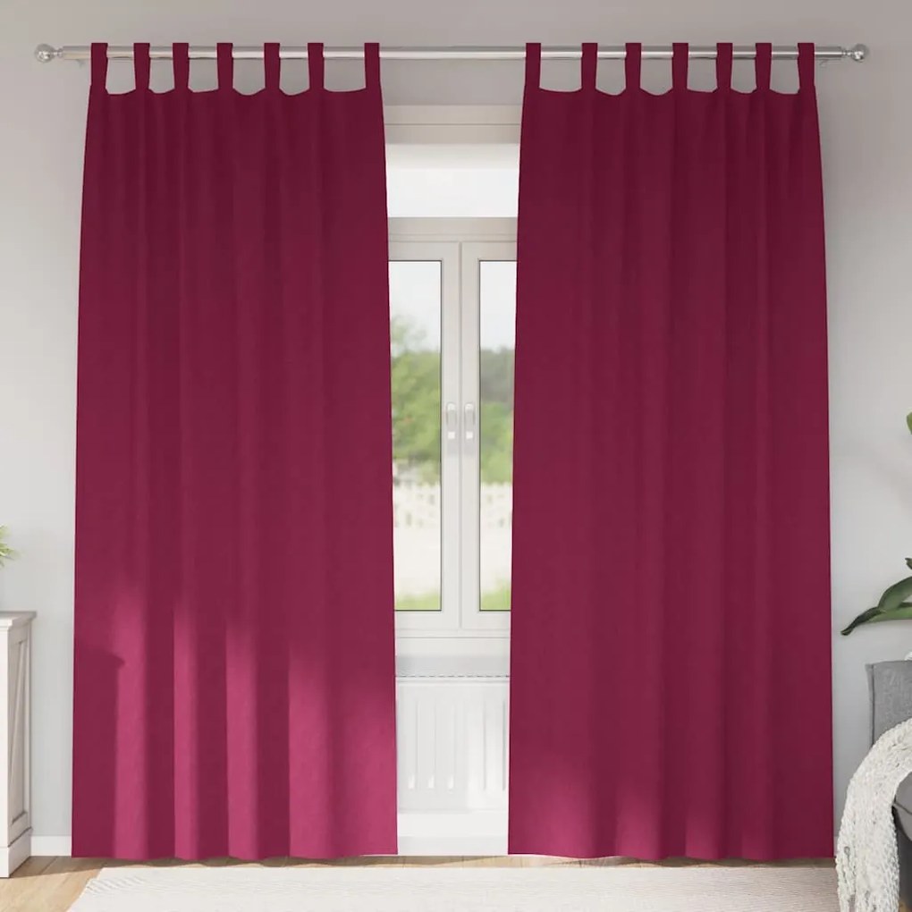 vidaXL Perdele cu perdele 2 pcs Roșu Vin 245 x 140 cm Poliester