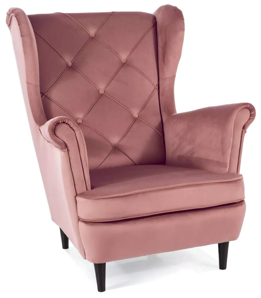 Fotoliu roz vintage pentru TV LADY VELVET