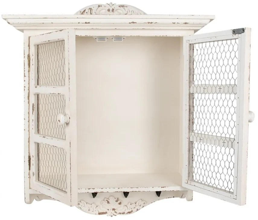 Dulap de perete, alb, din lemn, aspect vintage, Blanchette