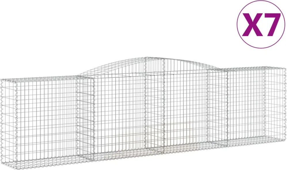 vidaXL Coșuri gabion arcuite 7 buc, 400x50x100/120 cm fier galvanizat