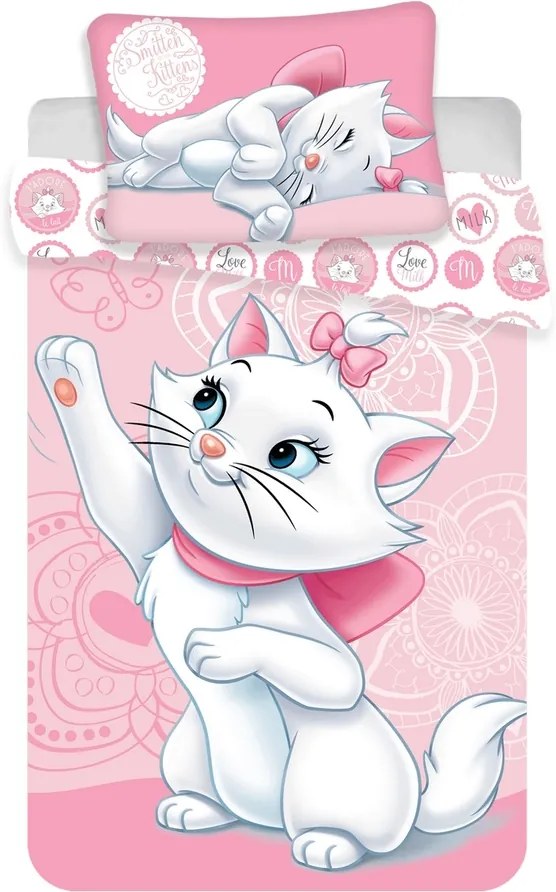 Lenjerie de pat Marie Cat baby, pentru copii, din bumbac, 100 x 135 cm, 40 x 60 cm