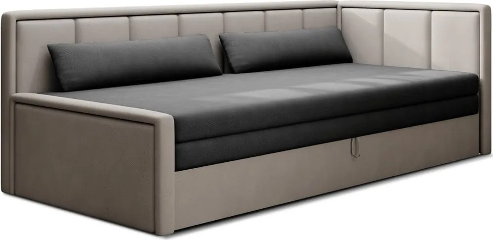 Canapea gri extensibilă/cu spațiu de depozitare cu tapițerie din chenille 214 cm Fulgeo – ELTAP