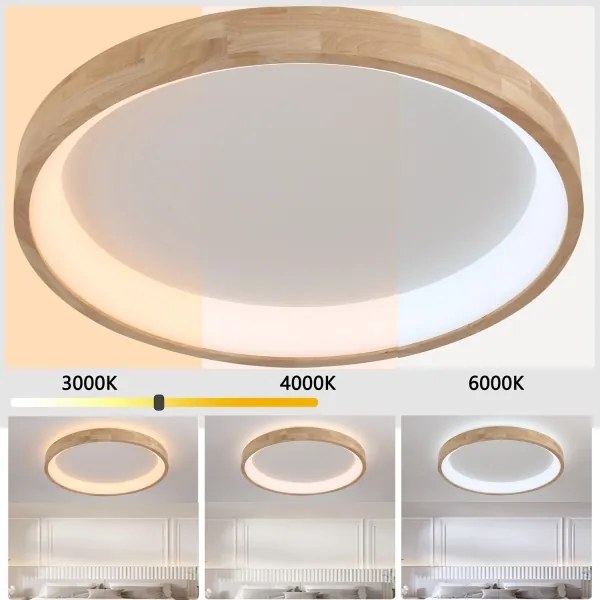 Brilagi-LED Plafonieră LED FALCON WOOD, 60W, 230V, 3000/4000/6000K, 80 cm, lemn