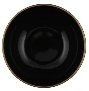 Set de masă, 24 piese, negru/auriu, din ceramică de tip stoneware