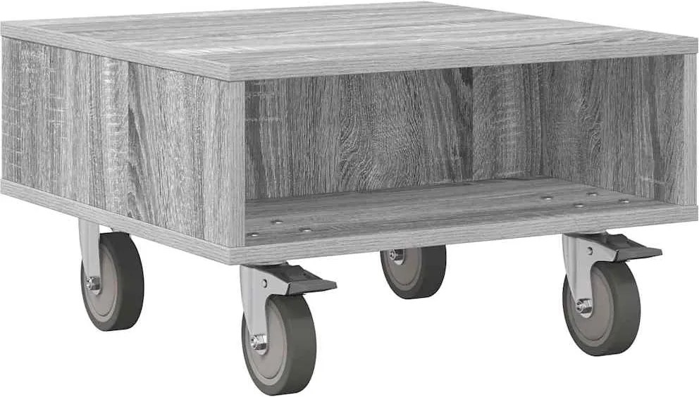 vidaXL Masă laterală cu roți Gri Sonoma 50,5 x 50 x 30 cm