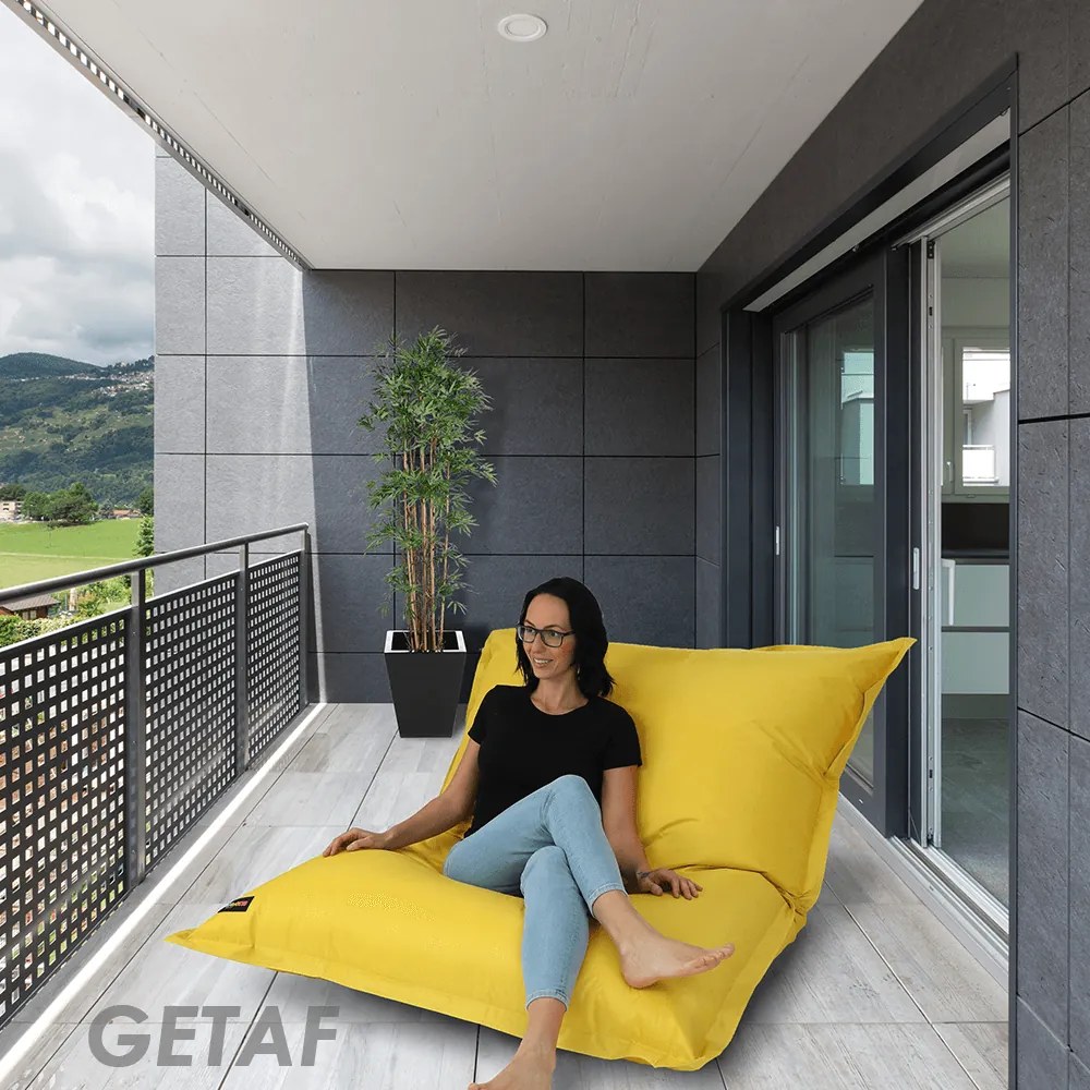 Fotoliu tip sac, material textil galben, GETAF