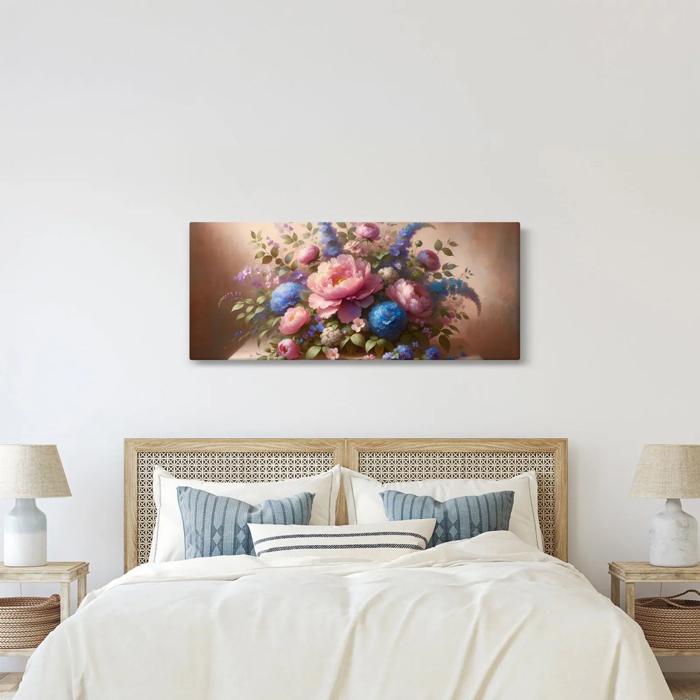 Tablou - Masă plină de flori (120x50 cm)