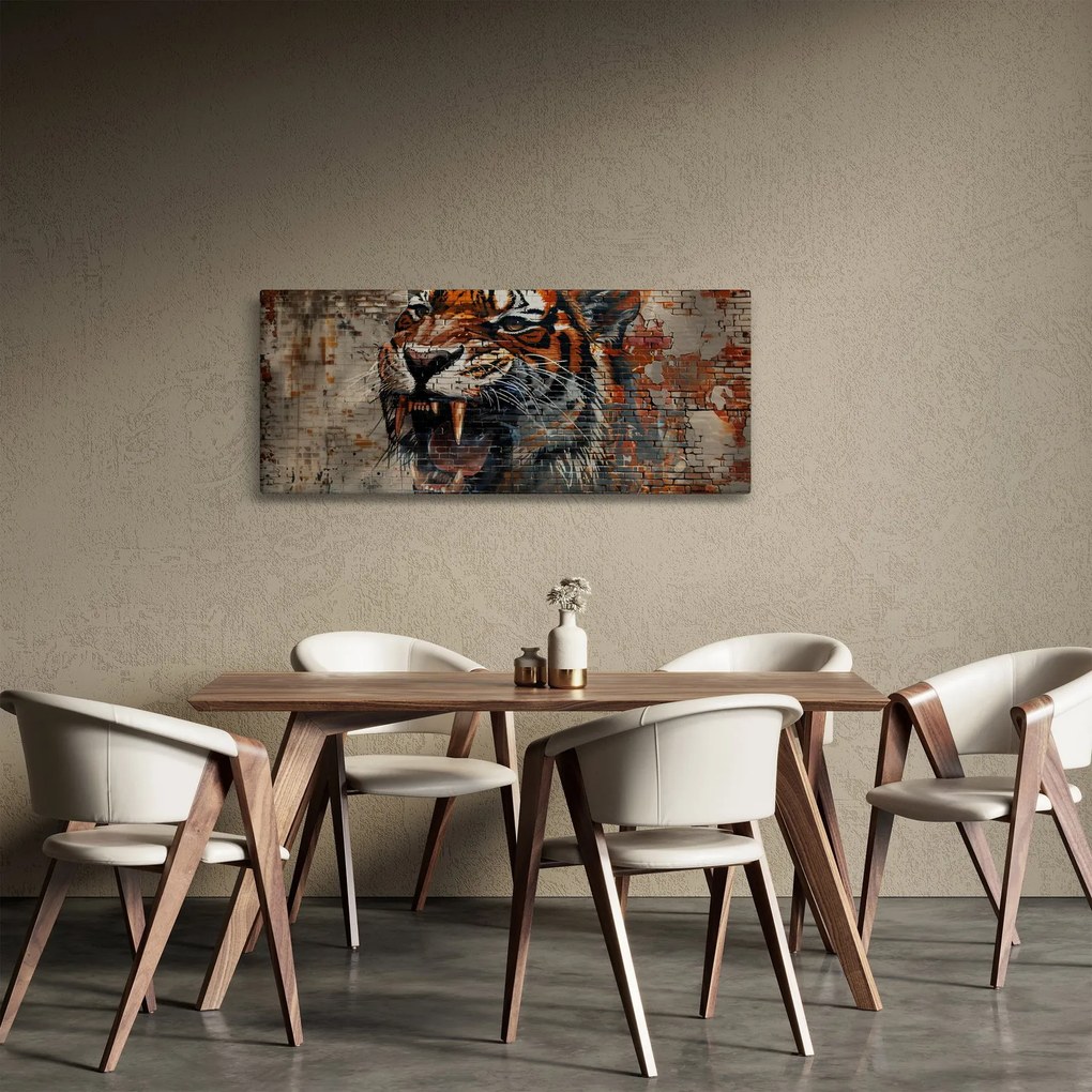 Tablou - Tigru din Cărămizi (120x50 cm)