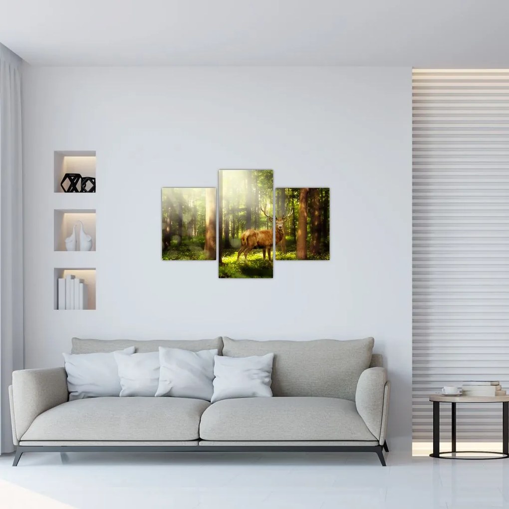 Tablou cu cerbul în pădure (90x60 cm)