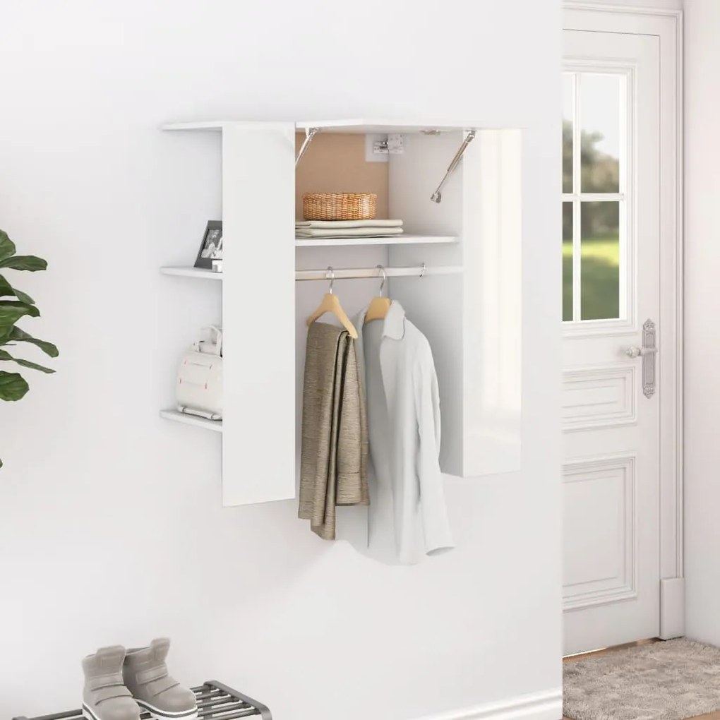 808771 vidaXL Dulap de hol, alb extralucios, 97,5x37x99 cm, lemn prelucrat