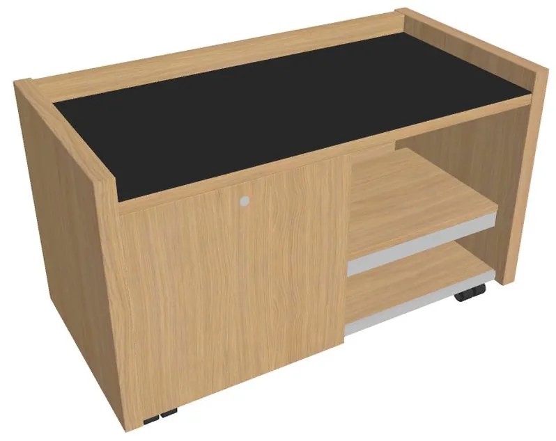 Comodă mobilă Verno 100 x 50 cm cu sticlă, stânga, stejar deschis / negru