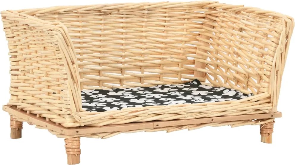 vidaXL Coș pentru câini cu pernă, 50x33x30 cm, salcie naturală