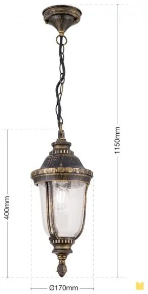 Pendul iluminat exterior IP23 August AL 11-1124/1 Patina OR