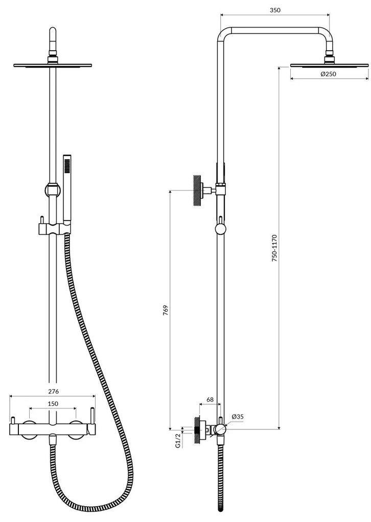 Omnires Y set de dus perete da negru Y1244MBL