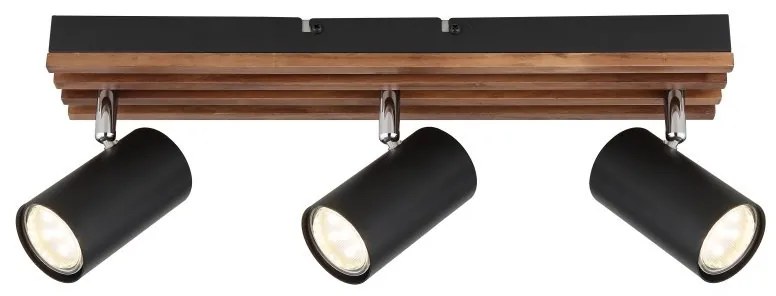 Plafoniera cu 3 spoturi directionabile metal negru lemn KAYDEN