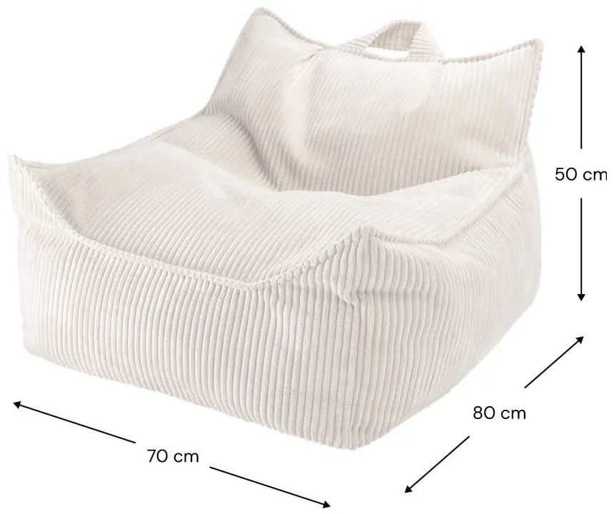 Fotoliu puf pentru copii crem cu tapițerie din catifea reiată Chair – Wigiwama