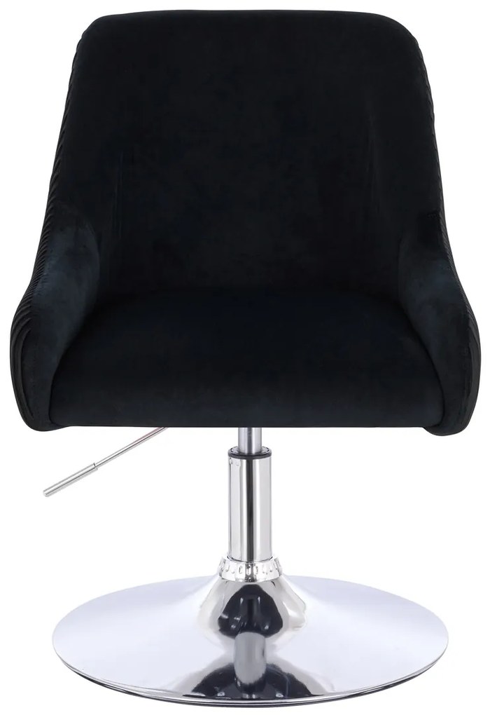 HR920N Scaun Neagră din Catifea cu Bază Cromata