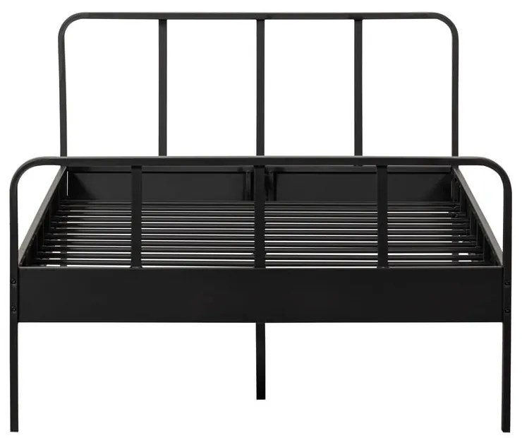 Pat negru din metal cu somieră 120x200 cm Mees – WOOOD