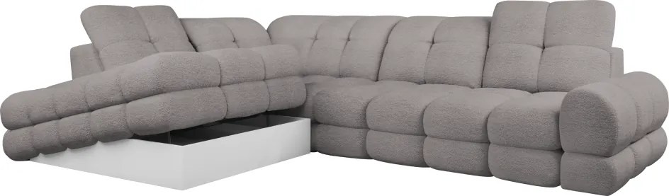 Set canapea extensibilă cu funcţie de extensie electrică, bej-gri Taupe, pe stânga, TOLLO L ROH