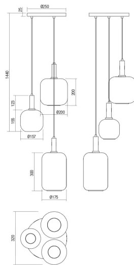 Lustră pe cablu BRINA 3xE27/23W/230V Redo 01-3198