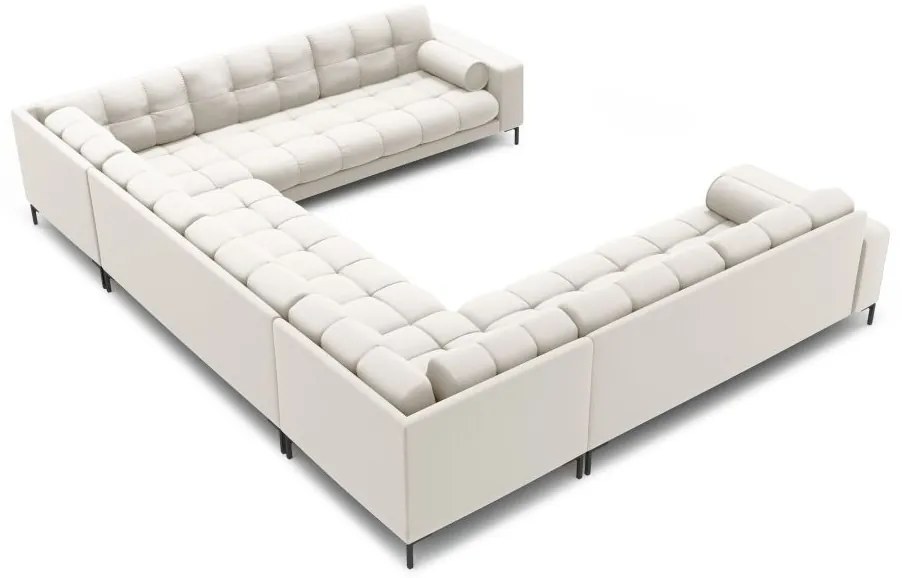 Coltar 9 locuri Bali tapitat/picioare negre – L327 x l256 x h75