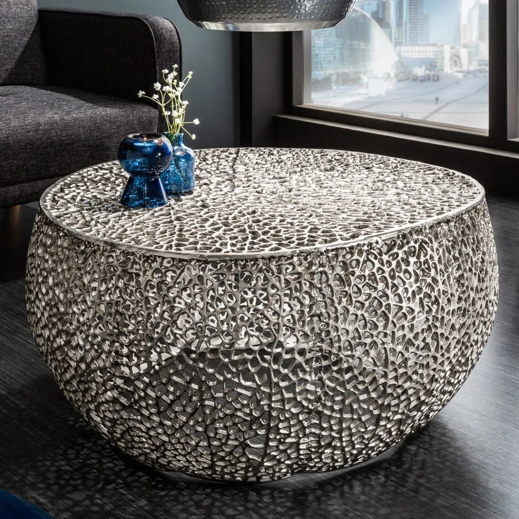 Masuta cu aspect deosebit Leaf 80cm, argintiu A-38941 VC