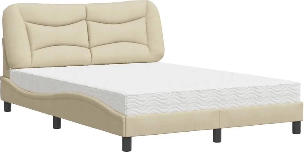 vidaXL Pat cu saltea, Hvar, crem, 140x200 cm, textil