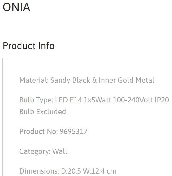 Aplica stil decorativ ONIA negru/auriu, NVL-9695317