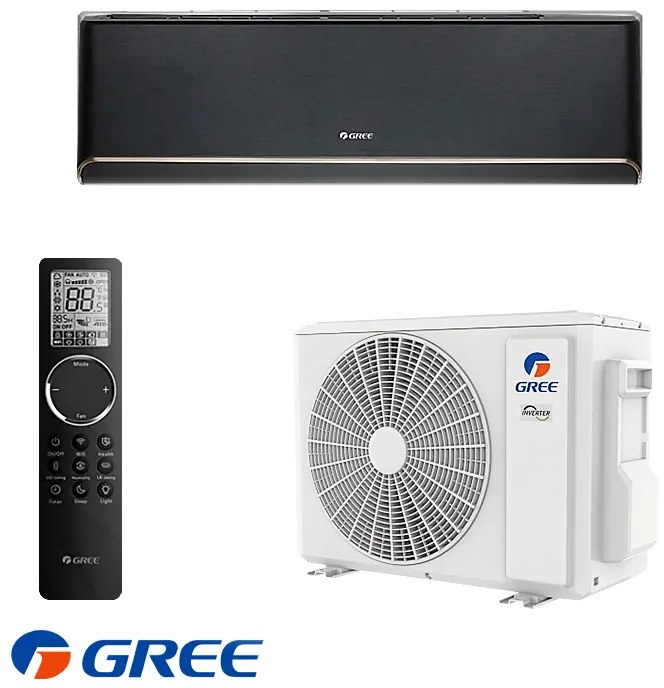 Aparat de aer conditionat inverter Gree Airy GWH09AVCXB-K6DNA1B, 9000 BTU, 19 m², A+++/A++, Wi-Fi, R-32, Negru