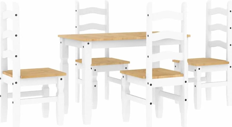 vidaXL Set de sufragerie din 5 piese Panama din lemn masiv de pin alb