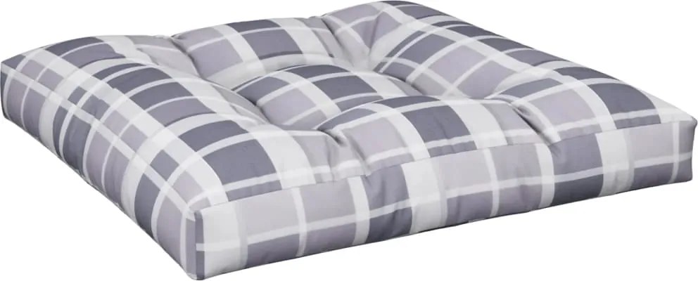 vidaXL Pernă de paleți, gri carouri, 70x70x12 cm, material textil
