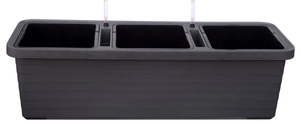 Jardinieră cu auto-irigare Plastia Berberis TRIO ,antracit
