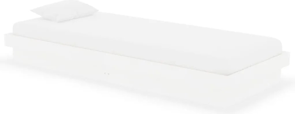 vidaXL Cadru de pat mic single, alb, 75x190 cm, lemn masiv