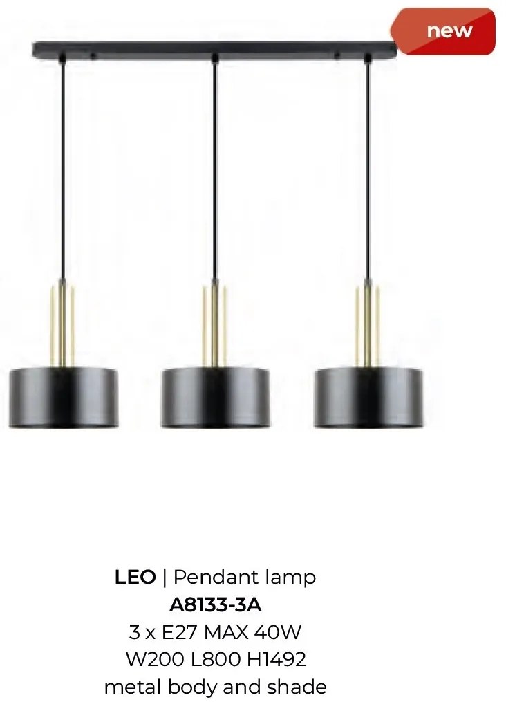 Lustra cu 3 Pendule metalice design minimalist LEO