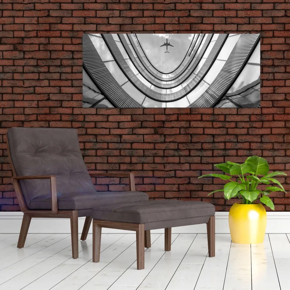 Tablou - Avionul deasupra clădirii (120x50 cm)