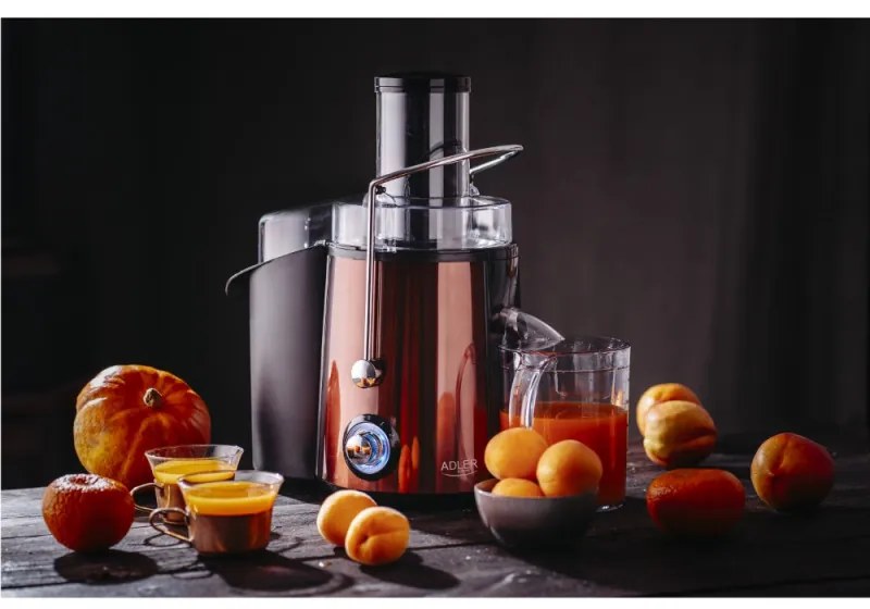 Storcator de fucte si legume Adler AD 4129, 1000/2000W, 2 viteze, 1L, Sistem anti-picurare, Negru/Bronz
